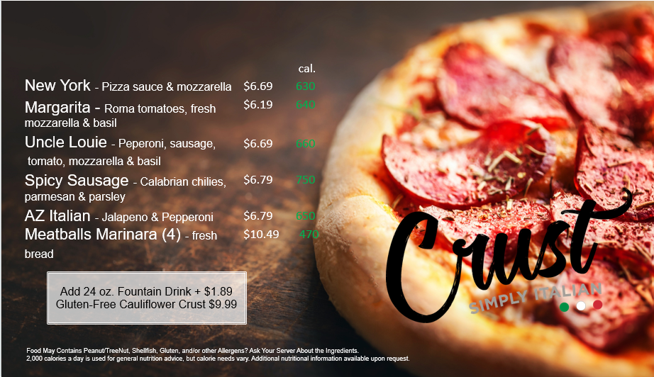 Crust Pizza Menu