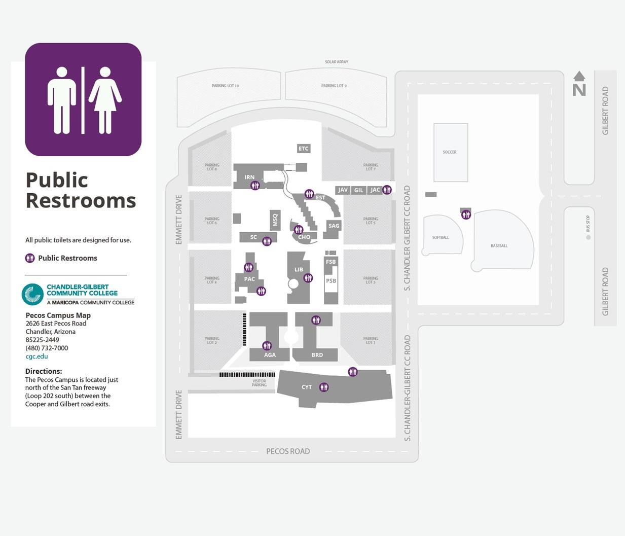 Pecos Campus Map of Public Restrooms