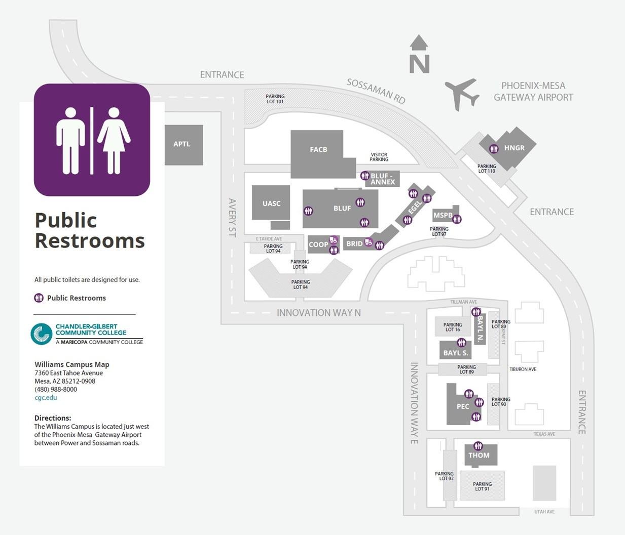 Williams Campus Map of Public Restrooms